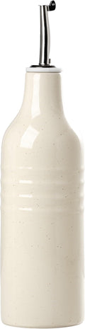 famiware Jupiter 16oz Ceramic Olive Oil Dispenser Bottle, 1 Piece Oil Dispenser for Kitchen with Stainless Steel Pourers, Suitable for Storage Vinegar, Soy Sauce, Coffee Syrup, Vanilla White-Ruum Studio Home