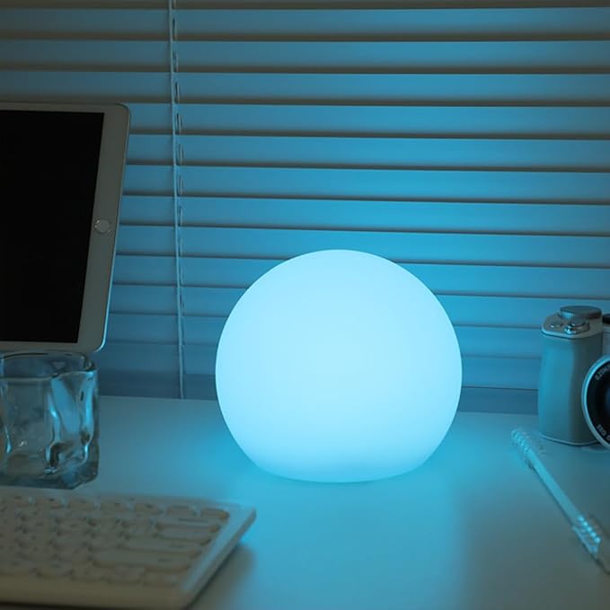 LED Globe Orb Light, 6-in LED Light Ball for Kid, 16 Dimmable Colors & 4 Modes Light Up Ball Mood Lamp w/Remote, Rechargeable Orb Night Lights Waterproof Outdoor Globe Lights for Home/Nursery/Party-Ruum Studio Home