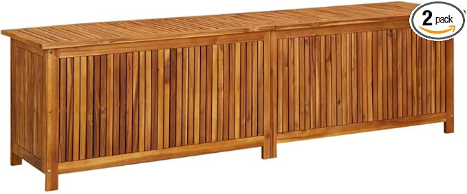 vidaXL Outdoor Storage Box, Deck Box with Gas-Lift Lid, Storage Chest with Water-Resistant Zippered Bag Inside, 78.7''x19.7''x22.8'', Solid Acacia Wood-Ruum Studio Home