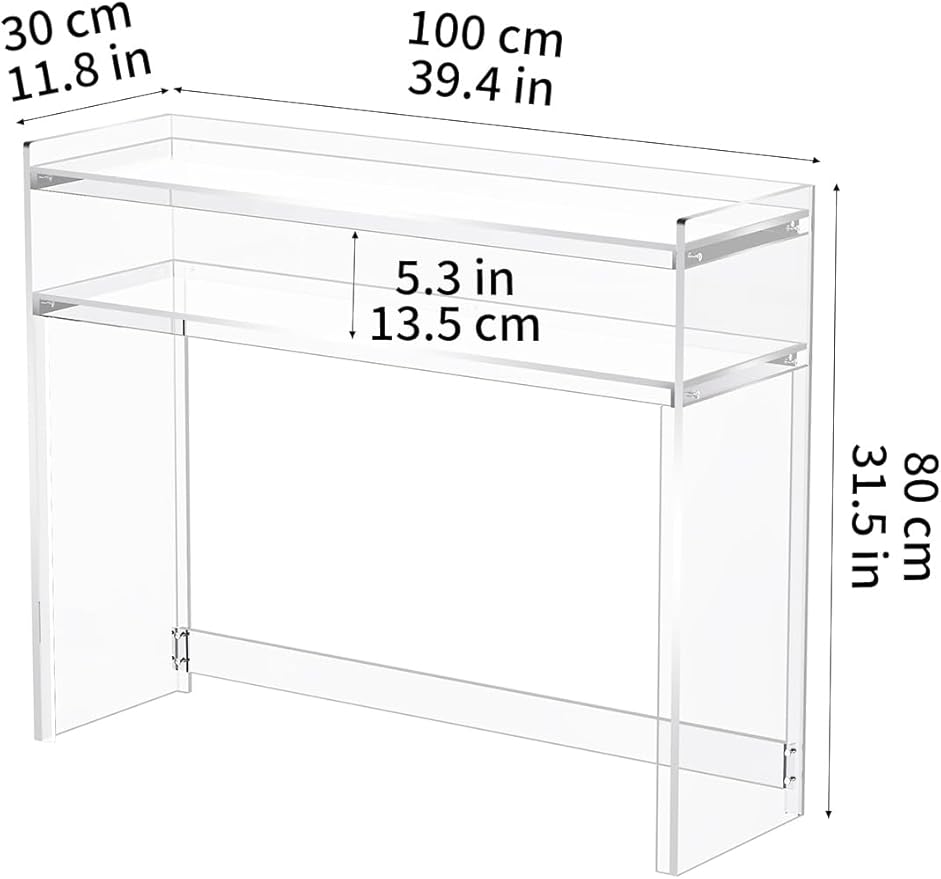 Acrylic Console Table, Entryway Table with Storage Shelves (1, 39.4 * 31.5 * 11.7) (Clear)-Ruum Studio Home
