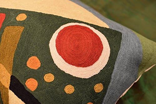 Lumbar Kandinsky Pillow Cover | Green Abstract Pillows | Modern Chair Cushion | Farmhouse Cushions | Handmade Wool Size 14x20-Ruum Studio Home
