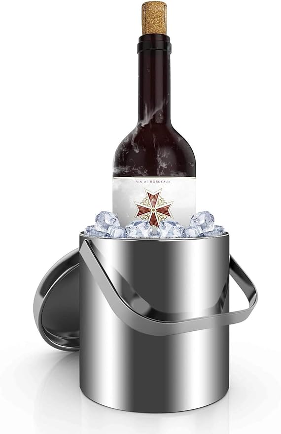 Sailnovo Ice Bucket, Double-Wall Stainless Steel Insulated Ice Buckets With Lid and Ice Tong, Ideal for Cocktail Bar, Parties, Chilling Wine, Champagne - 1.2 Liter Ice Container-Ruum Studio Home