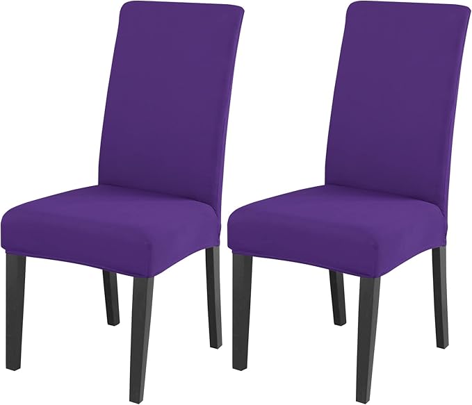 JQinHome Dining Chair Slipcover, High Stretch Removable Washable Chair Seat Protector Cover Set of 2,Chair Covers for Dining Room, Kitchen,Home Party,Wedding Ceremony(Purple, 2PC)-Ruum Studio Home