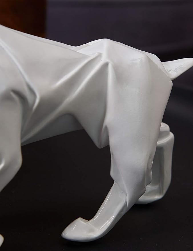 HAUCOZE Dinosaur Statue Arts Animal Figurine Modern Decor Leopard Sculpture Polyresin White 9.8inch-Ruum Studio Home