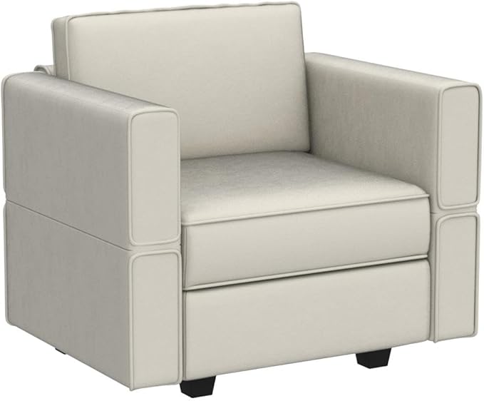 Belffin Modular Sectional Arm Chair Accent Chair with Storage Seat Single Club Chair for Apartment Velvet Grey-Ruum Studio Home