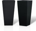 GreenShip 27" Tall Planters, Set of 2 – Black Outdoor Planter for Front Porch & Tall Plants, Weather-Resistant, with Drainage Hole & Rubber Plug (No Plants Included) (Black-2pcs)-Ruum Studio Home