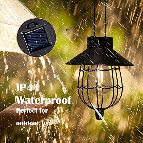 YAKii 6 Pack Solar Lantern Hanging Waterproof Outdoor Metal Solar Lamp with Warm White Light Decorate for Yard Garden Pathway Patio Porch (Black)-Ruum Studio Home