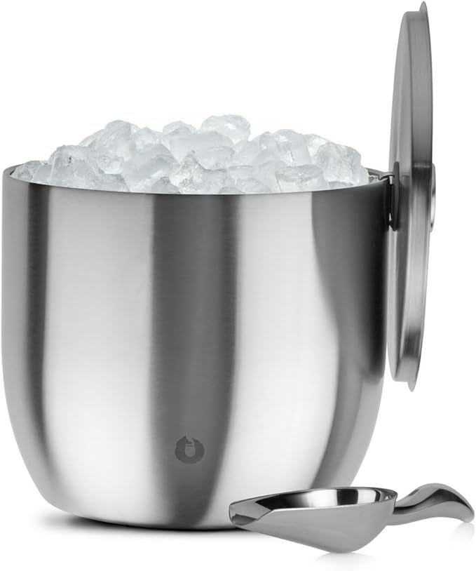 SNOWFOX XL Premium Vacuum Insulated Double Wall Stainless Steel Ice Bucket with Lid/Scoop, Bar Accessories, Large Elegant Party Bucket, Chills Several Bottles, Beautiful Entertaining Supplies, 7 Liter-Ruum Studio Home