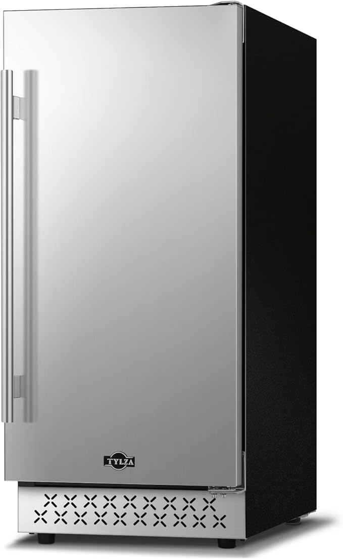 Tylza Beverage Refrigerator 15 Inch Wide, Mini Fridge Stainless Steel Under Counter Beverage Cooler, 130 Cans Beer Fridge with Built-in and Freestanding Beverage Fridge-Ruum Studio Home