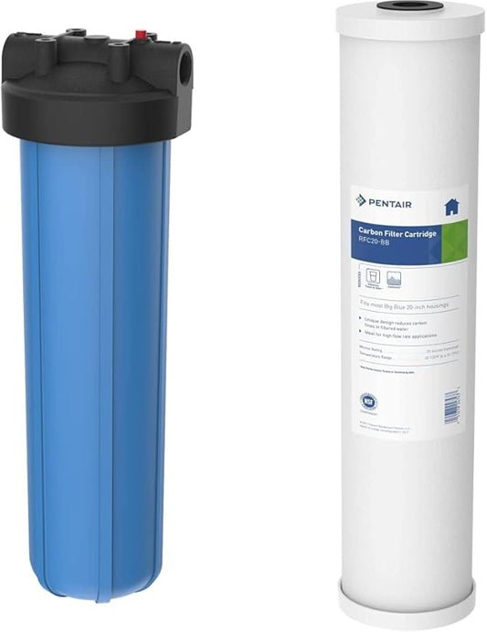 Pentair Pentek 150233 Big Blue Carbon Water Filter, 20-Inch, Whole House Heavy Duty Radial, Reduces Sediment and Chlorine Taste & Odor-Ruum Studio Home