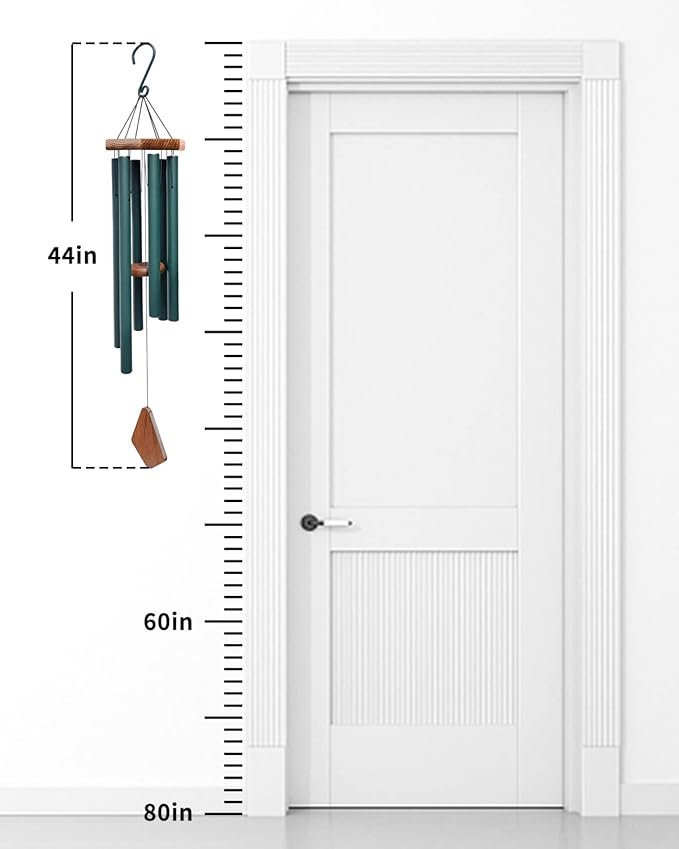 Wind Chimes Outdoor Large Deep Tone,Sympathy Wind Chime Outdoor, Memorial Wind-Chime with 6 Tuned Tubes, Elegant Chime for Garden, Patio, Balcony and Home Decor, Matte Green-Ruum Studio Home