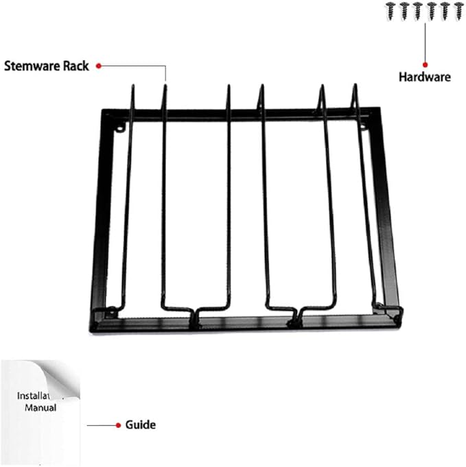 Wine Glass Rack - Under Cabinet Stemware Wine Glass Holder Glasses Storage Hanger Metal Organizer for Bar Kitchen Black-Ruum Studio Home