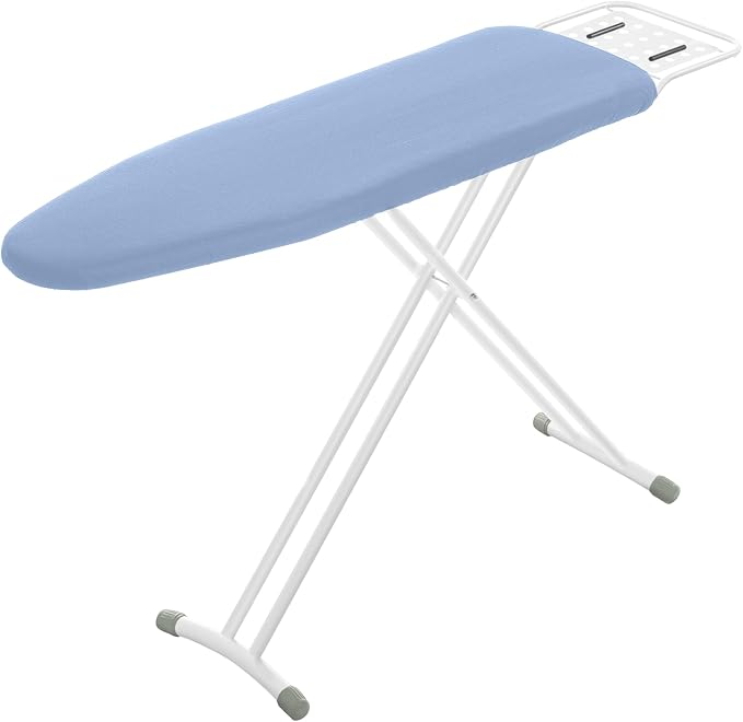 Full Size Ironing Board with Iron Rest, Heavy Duty Compact Ironing Board 43"x13" with Thick Cover and Pad, Height Adjustable Sturdy Iron Stand, Blue-Ruum Studio Home