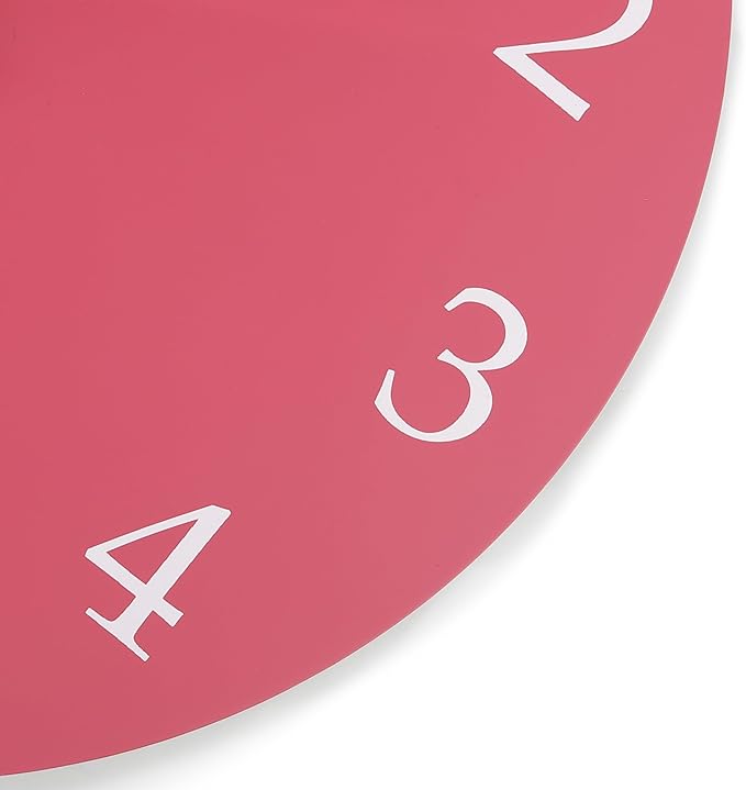 Lafocuse 12 Inch Silent Pink Wall Clock Battery Operated for Living Room Decor, Simple Minimalist Wooden Kids Pink Clock for Girls Bedroom Office-Ruum Studio Home