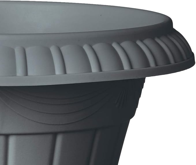 PL20GY Classic Traditional Plastic Urn Planter Indoor/Outdoor, 10" x 12", Gray-Ruum Studio Home