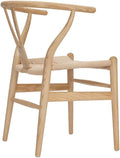 Tomile Solid Wood Wishbone Chair Y Chair Mid-Century Armrest Dining Chair, Hemp Seat (Ash Wood - Natural Wood Color)-Ruum Studio Home