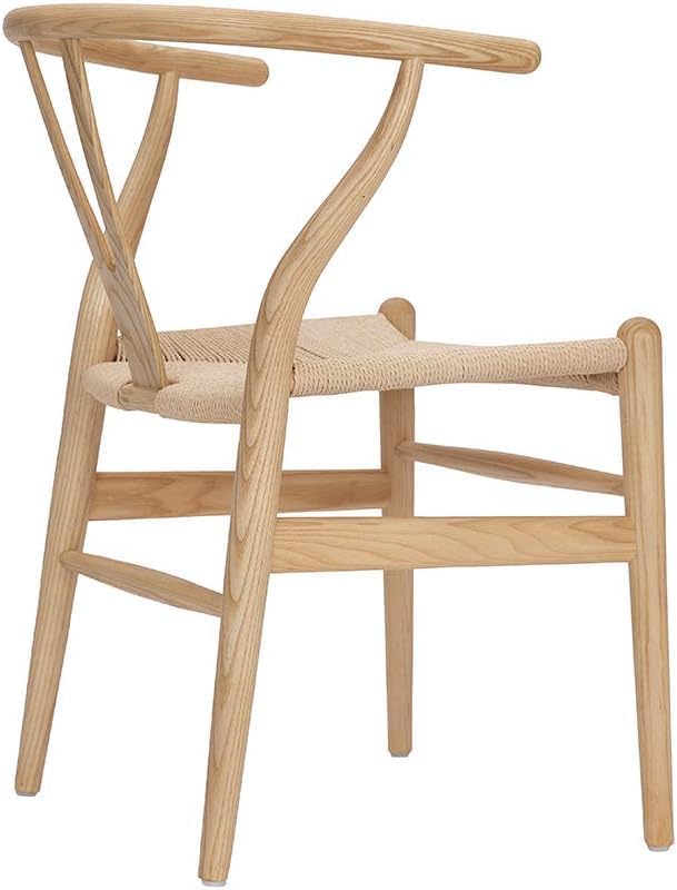 Tomile Solid Wood Wishbone Chair Y Chair Mid-Century Armrest Dining Chair, Hemp Seat (Ash Wood - Natural Wood Color)-Ruum Studio Home
