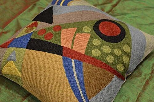 Kandinsky Abstract Pillow Cover - Original | Modern Toss Pillows Modern Chair Cushion Contemporary Pillowcase Farmhouse Chair Cushion Couch Handmade Wool Size 18x18-Ruum Studio Home