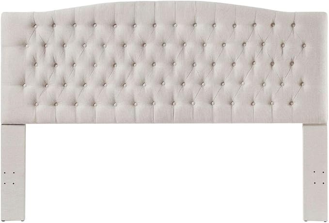 24KF Upholstered Tufted Button Linen Fabric Headboard,Comfortable Fashional Headboard King/CA King Size,Ivory-Ruum Studio Home