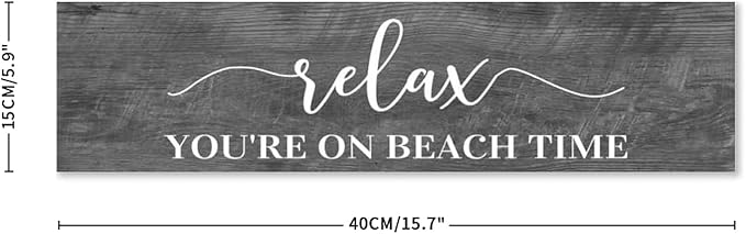 Generic Funny Wood Sign Relax You're On Beach Time Rustic Wooden Hanging Sign Home Farmhouse Kitchen Wall Decoration 16 x 6 Inch-Ruum Studio Home