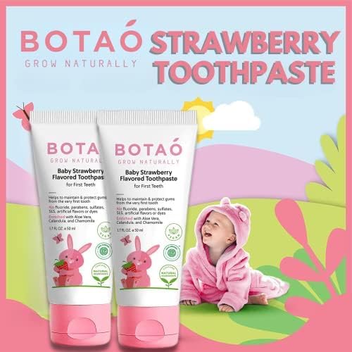 Fluoride Free Toddler Toothpaste | Strawberry Flavored - Training Toothpaste for Toddlers | EWG Verified, Vegan, SLS Free, Safe to Swallow, Aloe Vera (2Pack)-Ruum Studio Home