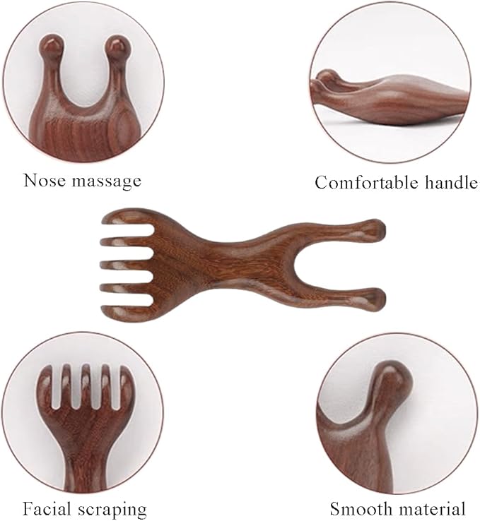 Natural Wooden Nose Guasha Massage Tools Anti-Static, Eyes Facial Wood Gua Sha Tool,face Manual Massager Tool, Multifunctional Handheld Meridians Acupoint Massage Tool,1 Pieces-Ruum Studio Home