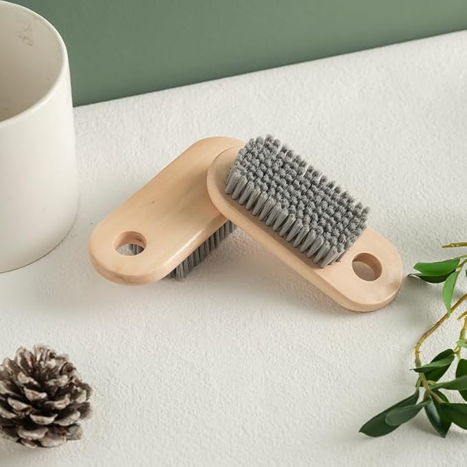 2 Pcs Wood Laundry Brush, Clothing Stain Remover Scrubber, Soft Bristle for Scrubbing Out Tough on Delicate, Easy to Grip Hand Washing Clothes-Ruum Studio Home