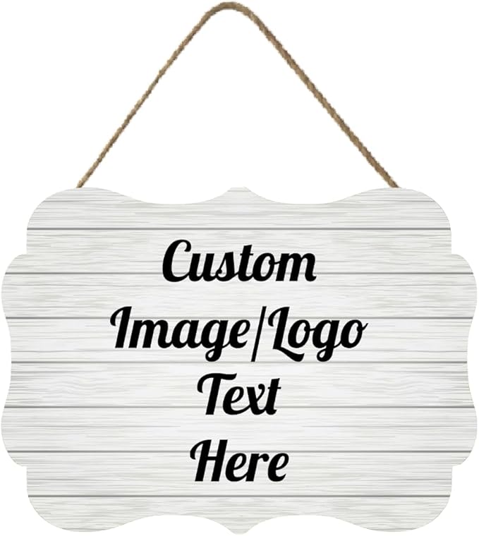 Personalized Wooden Welcome Sign for Front Door - Customized Home Decor With Image/Text - Hanging Farmhouse Decorations for Home Office - 11.2 * 8 Inch-Ruum Studio Home