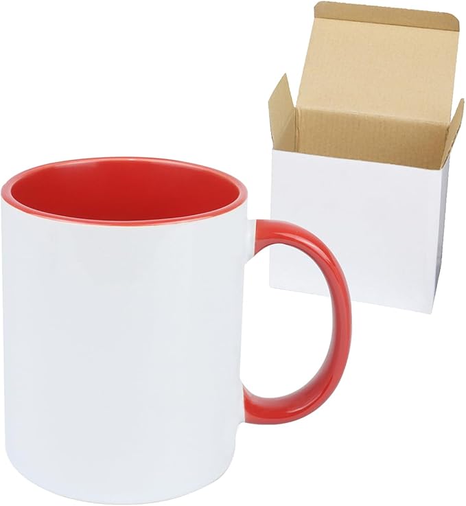 11oz White Ceramic Sublimation Coffee Mug in White Gift Box, Red, Case of 12-Ruum Studio Home