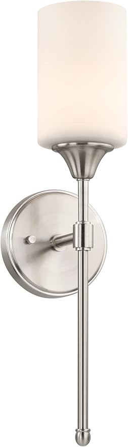 XiNBEi Lighting Wall Light 1 Light Wall Sconce with Glass, Bath Vanity Sconce for Bathroom Bedroom & Living Room, Brushed Nickel Finish XB-W1216-BN-Ruum Studio Home