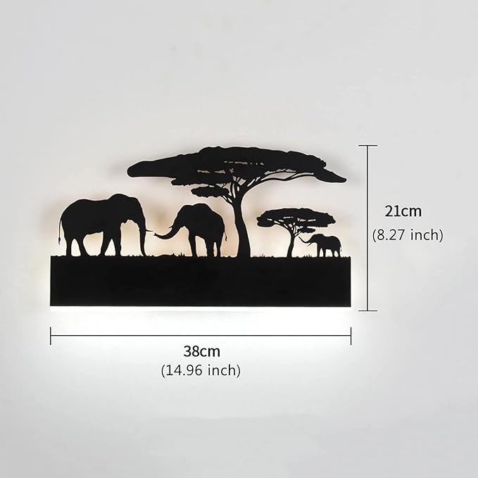 LED Wall Sconce Lamp Indoor Wall Mounted Light Up and Down Rustic Wall Light Animal Wall Lamp for Farmhouse Living Room Bedroom Cabinet Porch, 12W (Elephant)-Ruum Studio Home