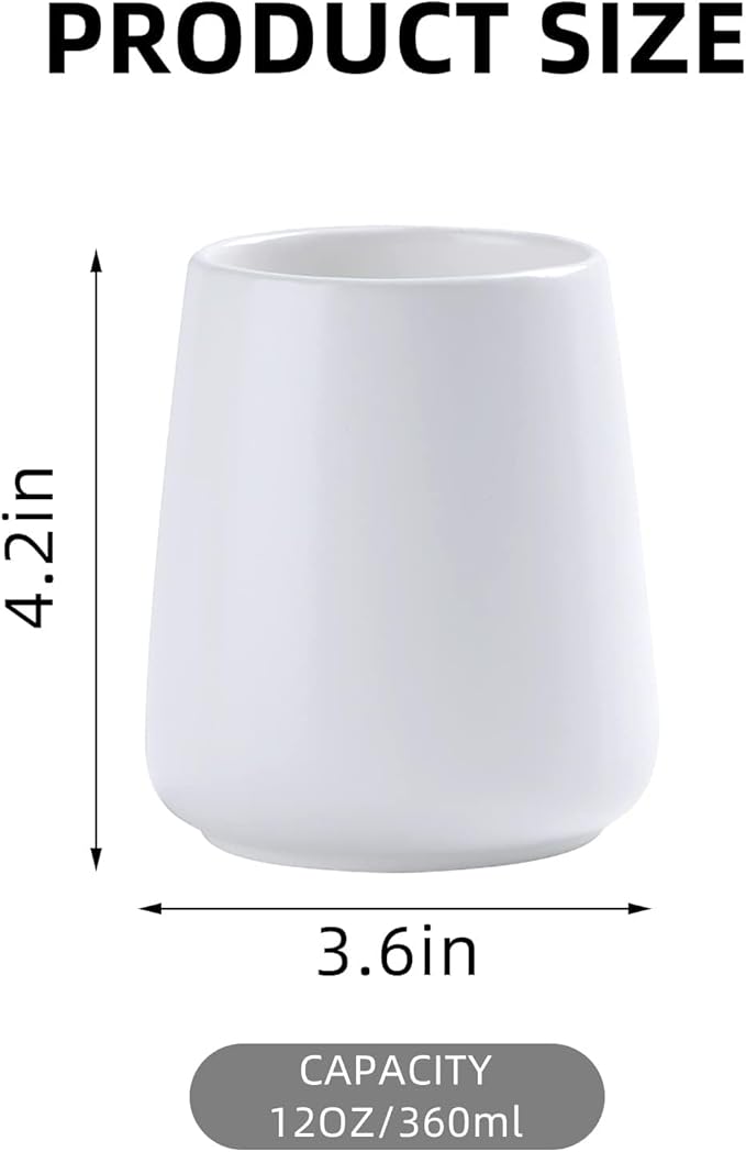 White Toothbrush Holder for Bathroom - Ceramic Tooth Brushing Holders, Toothbrush Cup & Toothpaste Organizer for Bathroom Countertop, Makeup Brush Holder, Pen Holder for Home Desktop Storage-Ruum Studio Home
