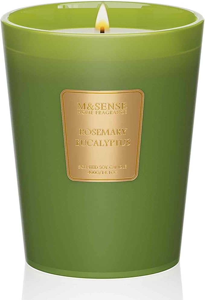 M&SENSE Rosemary Eucalyptus Scented Candle Home Decor, Natural Soy Wax,4.1oz 60 Hours Long Lasting Slow Burning, Aromatherapy Candle for Stress Relief-Ruum Studio Home