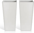 Tall Planters for Outdoor Plants, Large Resin Flower Pots for Garden, Front Porch, Patio, Indoor - Set of 2 (White, 32 inch - 2 Pack)-Ruum Studio Home