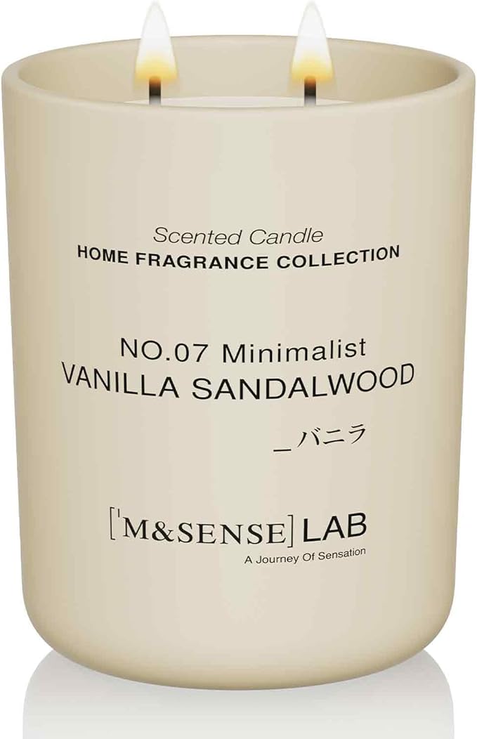 M&SENSE Natural Soy Candle| Vanilla Sandalwood | 16.6 oz, 95H Burn | Minimalist Scented Candle for Relaxation, Gifting, Home Décor | for Bedroom, Office, Party Large-Ruum Studio Home