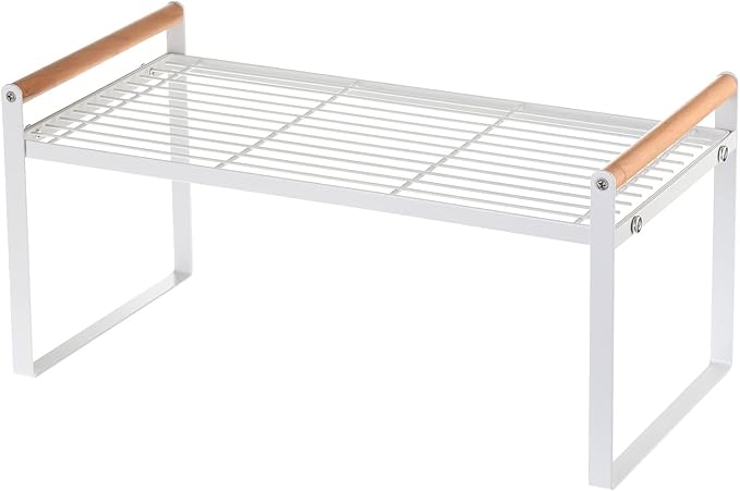 PATIKIL Kitchen Cabinet Shelf Organizer, Wood Counter Shelf Stackable Storage Shelf For Cupboard, Pantry, Corner, Under Sink - White-Ruum Studio Home