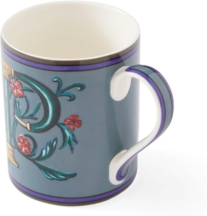 Spode Kit Kemp Alphabet Mug - Letter P Monogram in Fine China, 12oz Ceramic Coffee Cup for Hot Drinks, Personalized Drinkware for Unique Gifts, Dishwasher Safe Tea or Coffee Mug - Gift Box Included-Ruum Studio Home