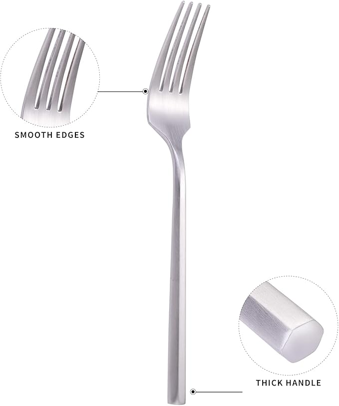 Matte Silverware Set Silver Flatware Set with Hexagon Handle 20 Pieces 18/0 Stainless Steel Cutlery Set Wedding Housewarming Gift Service for 4 (Matt silver)-Ruum Studio Home