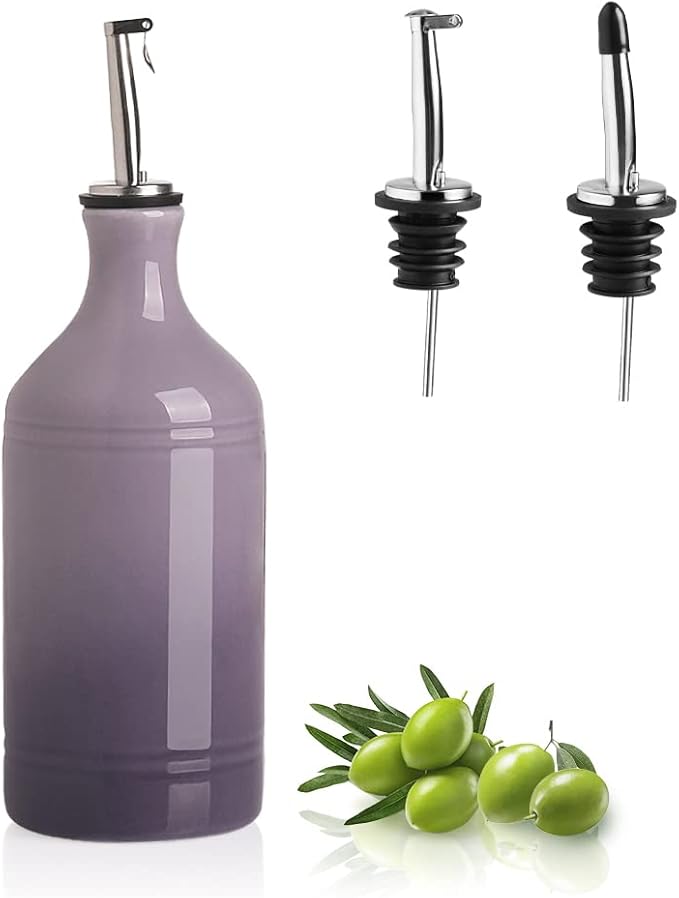Sweejar Ceramic Olive Oil Dispenser Bottle, Opaque Oil Cruet Protects Oil to Reduce Oxidation, Suitable for Storage Oil, Vinegar, Coffee Syrups & Other Liquids, Pack of 1, 15.5 Fl Oz (Gradient Purple)-Ruum Studio Home