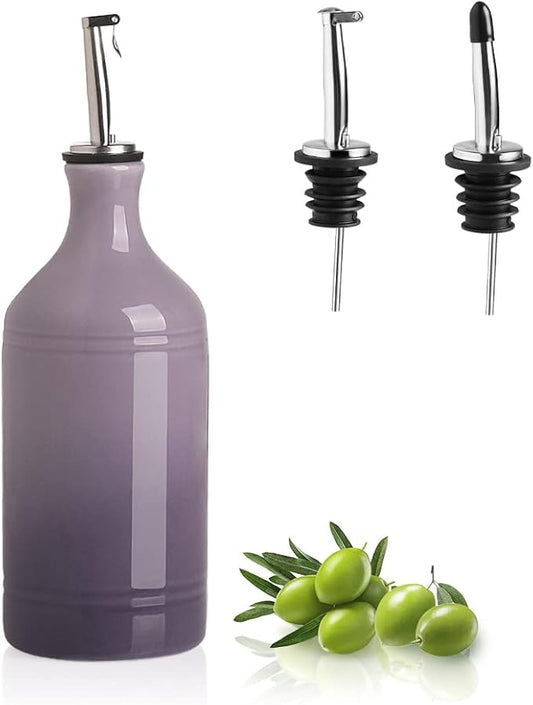 Sweejar Ceramic Olive Oil Dispenser Bottle, Opaque Oil Cruet Protects Oil to Reduce Oxidation, Suitable for Storage Oil, Vinegar, Coffee Syrups & Other Liquids, Pack of 1, 15.5 Fl Oz (Gradient Purple)-Ruum Studio Home