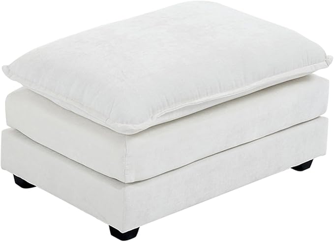 Karl home Modular Ottoman for Sectional Sofa, Chenille Comfy Upholstered Furniture for Living Room, Apartment, Studio, Office, (Ottoman, Beige)-Ruum Studio Home