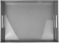 Grey Decorative Tray, Rectangular Large Serving Tray with Handles, Plastic Coffee Table Tray for Ottoman, Living Room, Kitchen Tabletop, 15.7” x 11.8” x1.6”-Ruum Studio Home