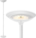 BoostArea Torchiere Floor Lamp, 30W Super Bright LED Standing Lamp, 3000K Stepless Dimmable Pole Lamp with Rotary Switch, 70 Inch Tall Metal Modern White Floor lamp for Living Room/Bedroom/Office/Den-Ruum Studio Home