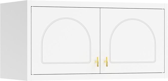 Bathroom Cabinet Wall Mounted, Metal Laundry Wall Storage Cabinets Over Toilet, Medicine Cabinet Organizer with 2 Doors, Floating Cabinets for Launtry, Kitchen, Bathroom, Living Room-Ruum Studio Home