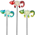 3 Pack Garden Stakes Decorative,Cute Chameleons Glow in The Dark Metal Garden Decor,Waterproof Metal Yard Art Decor for Outside,Funny Present for Mom Women Grandma-Ruum Studio Home