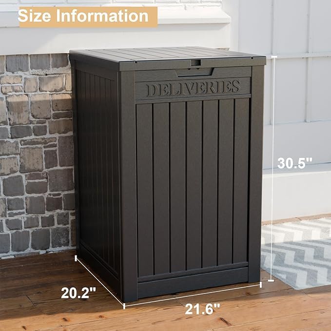 DRATO 48 Gallon Package Delivery Box, Large Lockable Storage Box, Double-Wall Resin Outdoor Package Delivery and Waterproof Deck Box for Porch, Patios-Ruum Studio Home