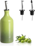 Sweejar Ceramic Olive Oil Dispenser Bottle, Opaque Oil Cruet Protects Oil to Reduce Oxidation, Suitable for Oil, Vinegar, Coffee Syrups & Other Liquids, Pack of 1, 15.5 Fl Oz (Gradient Green)-Ruum Studio Home