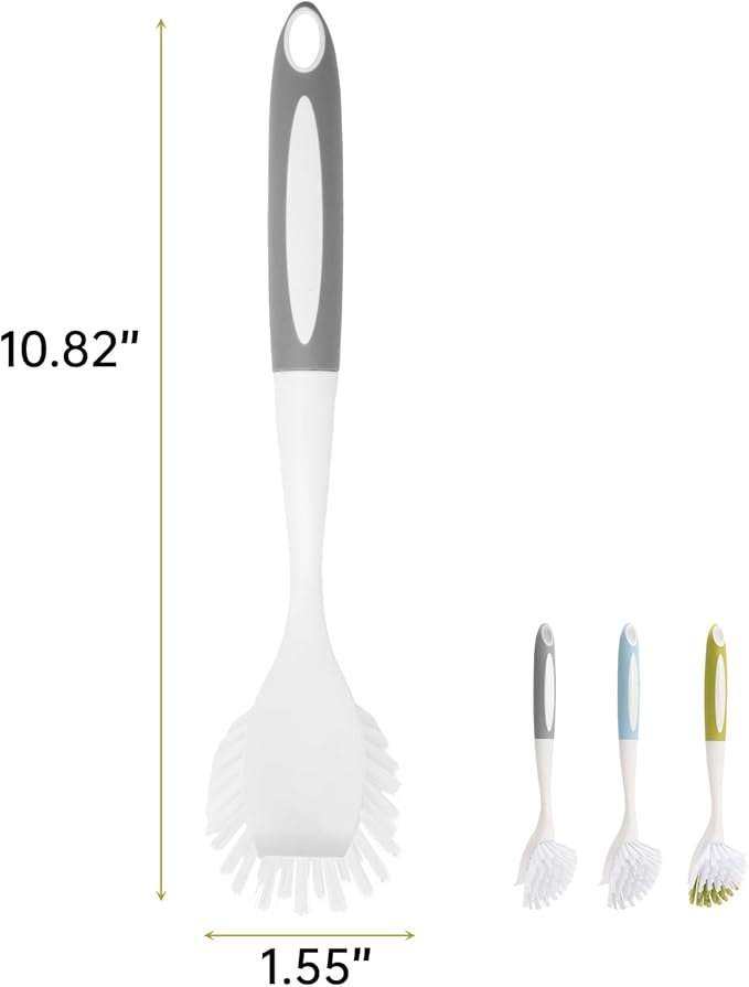 Dish Brush Scrub Brush with Handle - 3 Pack Stiff Bristles Dish Scrubber for Cleaning Pots,Pans,Dishes & Kitchen Sink - Hard Bristles,No Residue-Ruum Studio Home