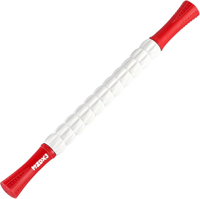 Muscle Roller Stick for Athletes - Deep Tissue Fascia Blaster & Roller Massager for Myofascial Pain Relief - Handheld Physical Therapy & Recovery Tool(Red White-20 inch)-Ruum Studio Home