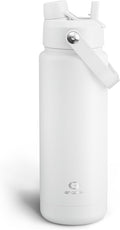 Insulated Water Bottle with Straw Stainless Steel Water Bottle, Leak-Proof, BPA-Free, Double Wall Vacuum Keeps Cold for 24 Hours for Sports, Travel, School (32 oz, Polar White)-Ruum Studio Home